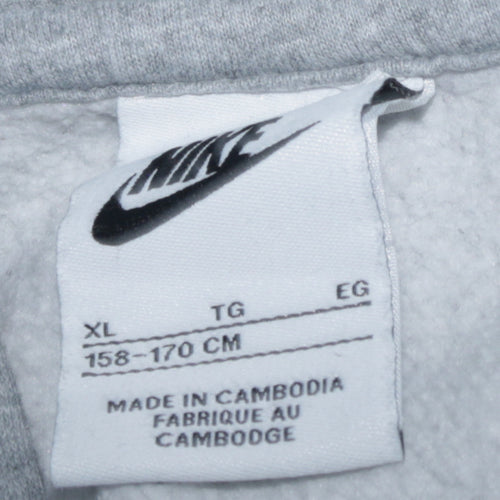 Nike Boys Grey XL Pullover Fleece Hoodie with Logo Print