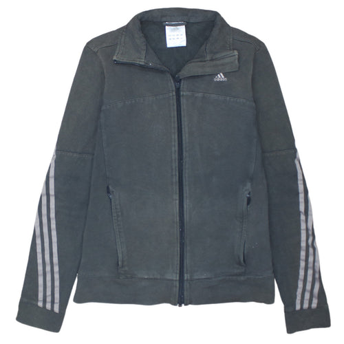 Adidas Womens Black Track Jacket Size 12 Full Zip Cotton Blend