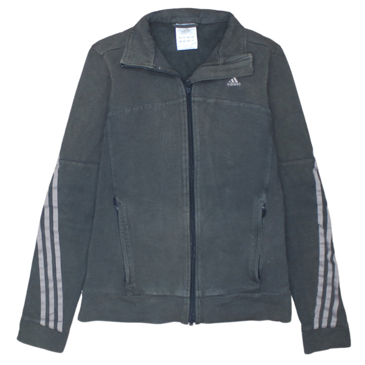 Adidas Womens Black Track Jacket Size 12 Full Zip Cotton Blend