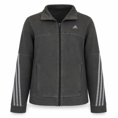 Adidas Womens Black Track Jacket Size 12 Full Zip Cotton Blend