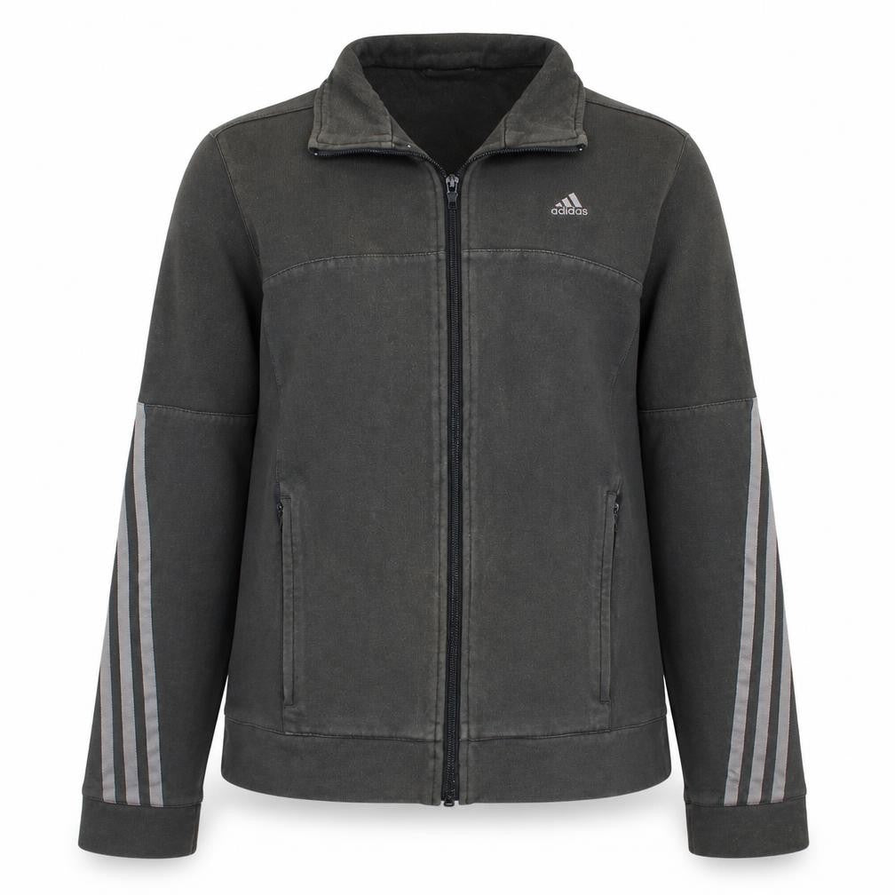 Adidas Womens Black Track Jacket Size 12 Full Zip Cotton Blend