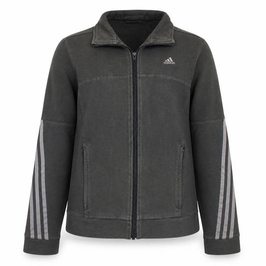 Adidas Womens Black Track Jacket Size 12 Full Zip Cotton Blend