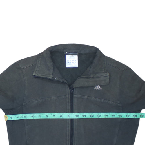 Adidas Womens Black Track Jacket Size 12 Full Zip Cotton Blend