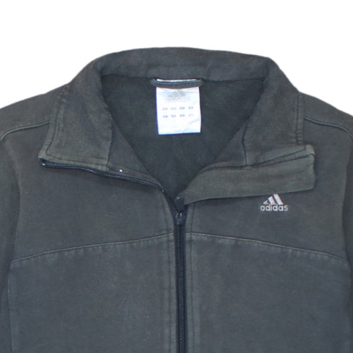 Adidas Womens Black Track Jacket Size 12 Full Zip Cotton Blend