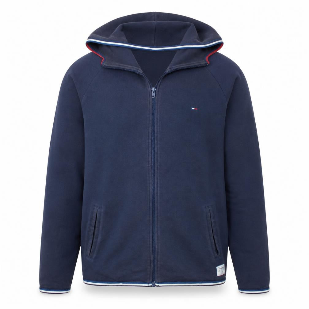 Front view of Hilfiger Denim Men's Blue Full Zip Hoodie M Regular Fit