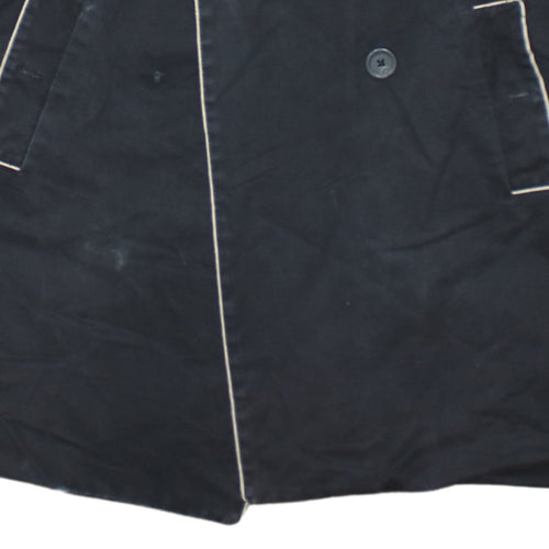 GAP Women Black Long Trench Coat Lined Cotton Belted L UK 14