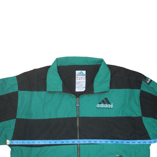 Adidas Mens Green Black Striped Retro Bomber Jacket Size L