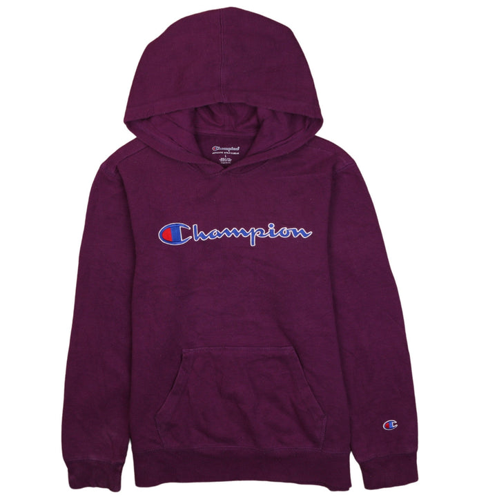 Champion Womens Purple Pullover Hoodie L Logo Athletic Sweatshirt