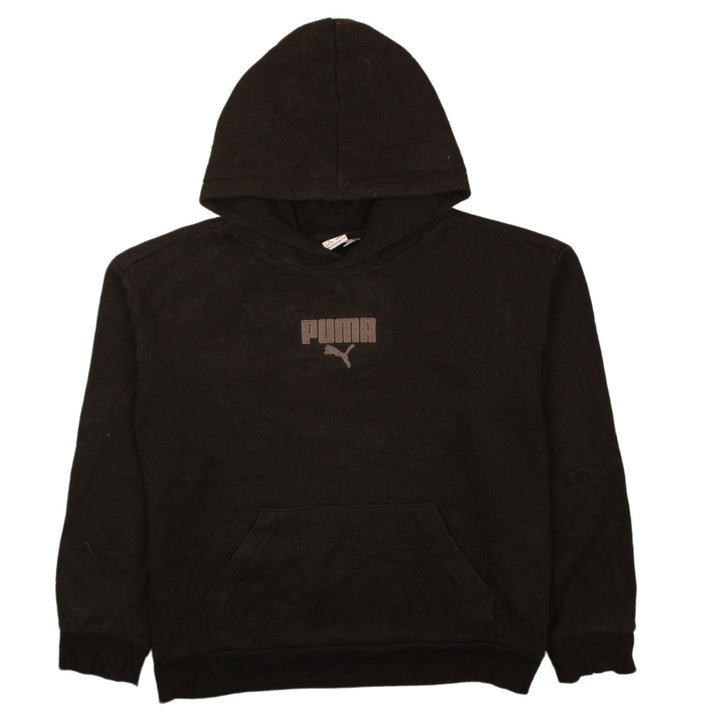 PUMA Teens Black Pullover Hoodie L Logo Cotton Sweatshirt
