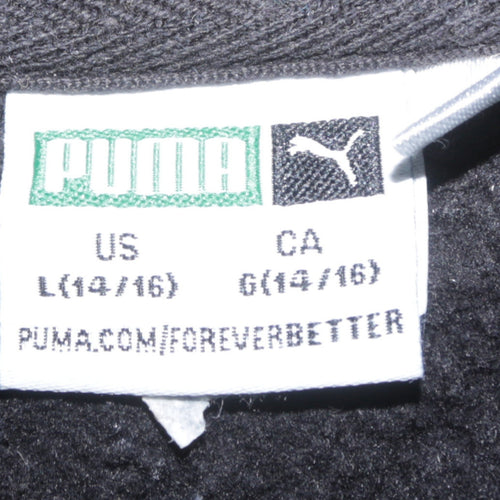 PUMA Teens Black Pullover Hoodie L Logo Cotton Sweatshirt