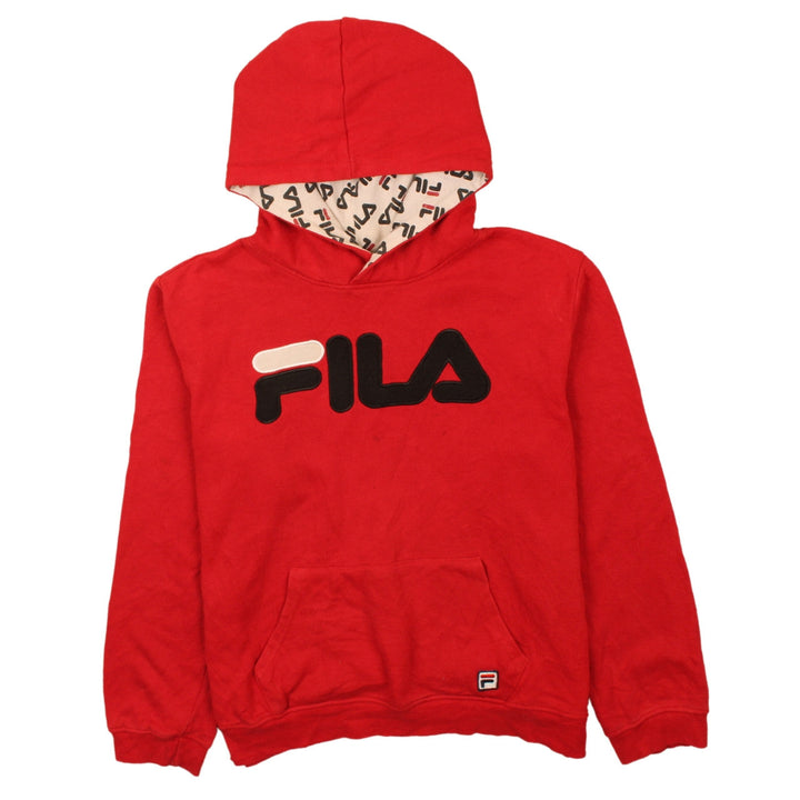 Fila Womens Red Pullover Hoodie XXL Logo Print Cotton Sweatshirt