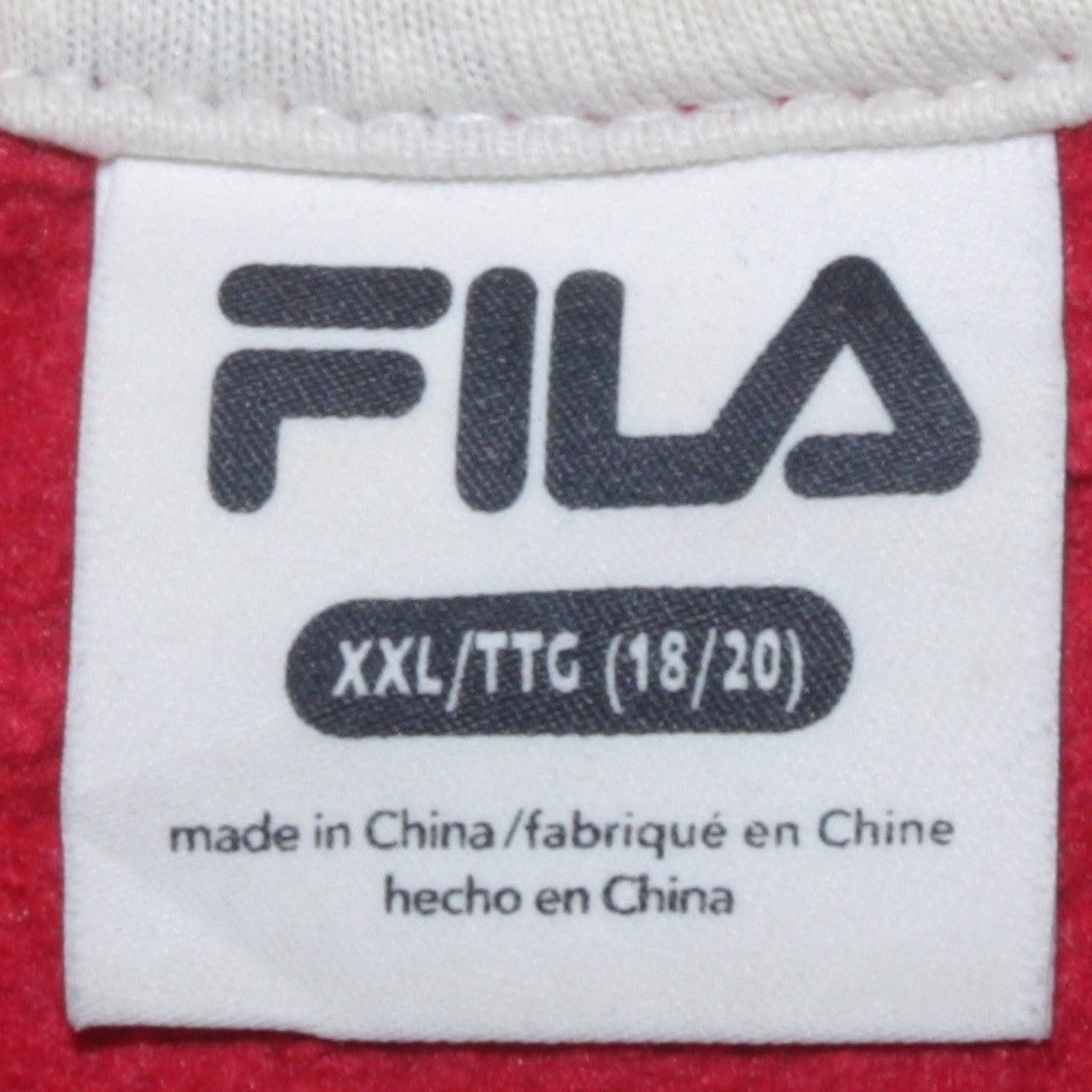 Fila Womens Red Pullover Hoodie XXL Logo Print Cotton Sweatshirt