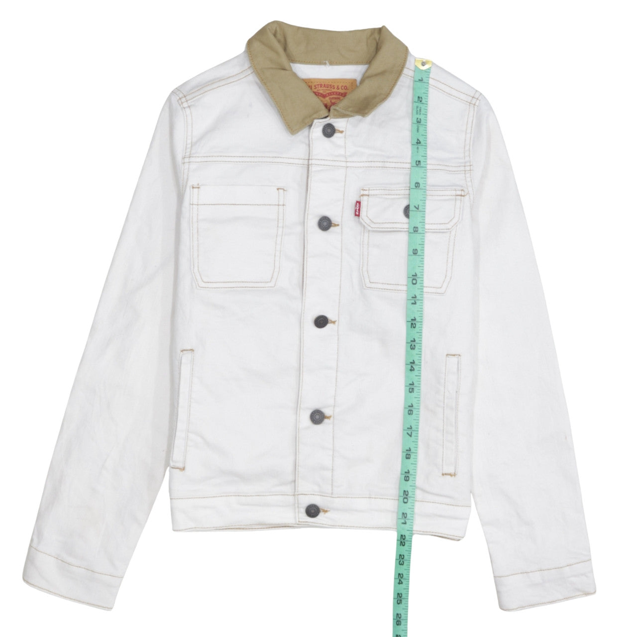 Levi’s Boys White Cotton Basic Jacket Size 14 Years Collared Denim Style