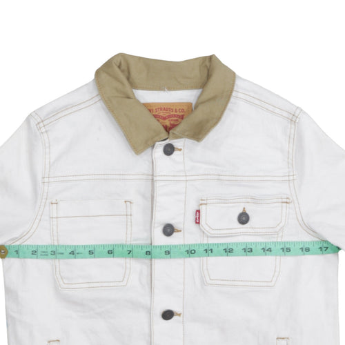 Levi’s Boys White Cotton Basic Jacket Size 14 Years Collared Denim Style