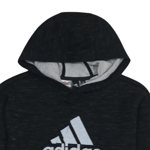 Adidas Boys Black Pullover Hoodie 13-14 Years Regular Fit Fleece Sweatshirt