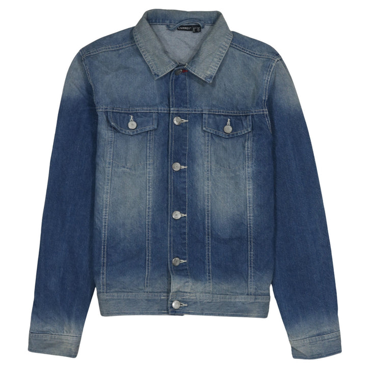 Livergy Men's Blue Denim Basic Jacket Size S 38in Cotton Casual