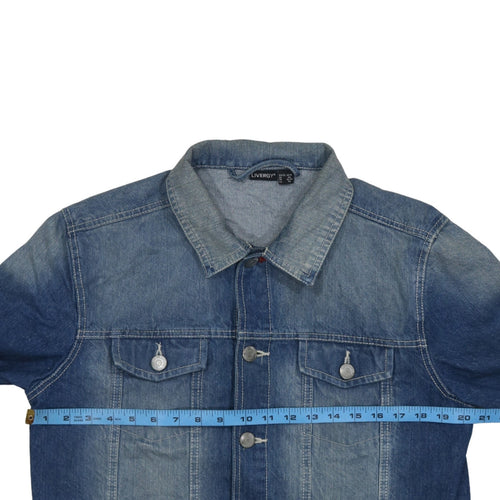 Livergy Men's Blue Denim Basic Jacket Size S 38in Cotton Casual