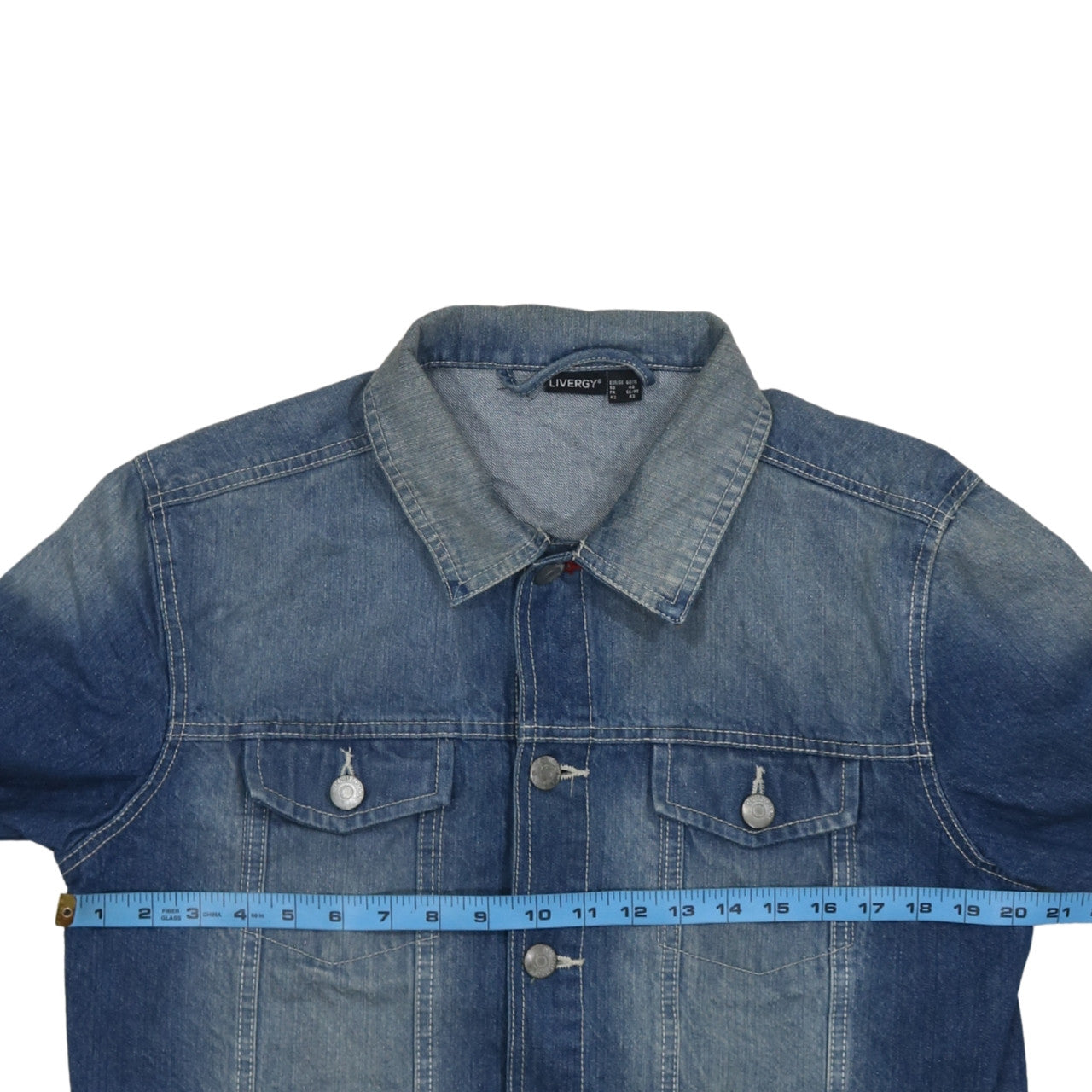 Livergy Men's Blue Denim Basic Jacket Size S 38in Cotton Casual