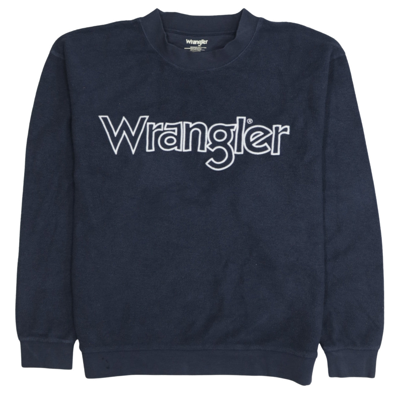 Wrangler Men's Blue Pullover Sweatshirt M Embroidered Logo Crew Neck