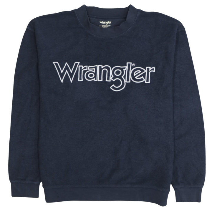 Wrangler Men's Blue Pullover Sweatshirt M Embroidered Logo Crew Neck