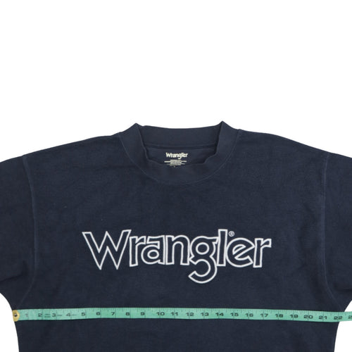 Wrangler Men's Blue Pullover Sweatshirt M Embroidered Logo Crew Neck