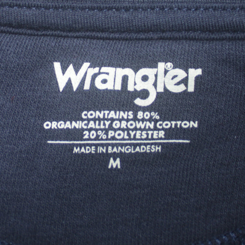 Wrangler Men's Blue Pullover Sweatshirt M Embroidered Logo Crew Neck