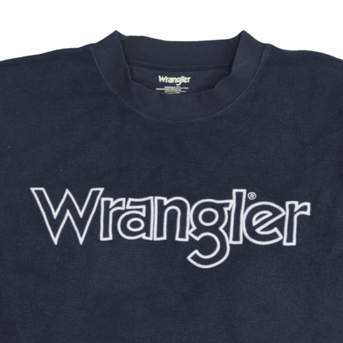 Wrangler Men's Blue Pullover Sweatshirt M Embroidered Logo Crew Neck