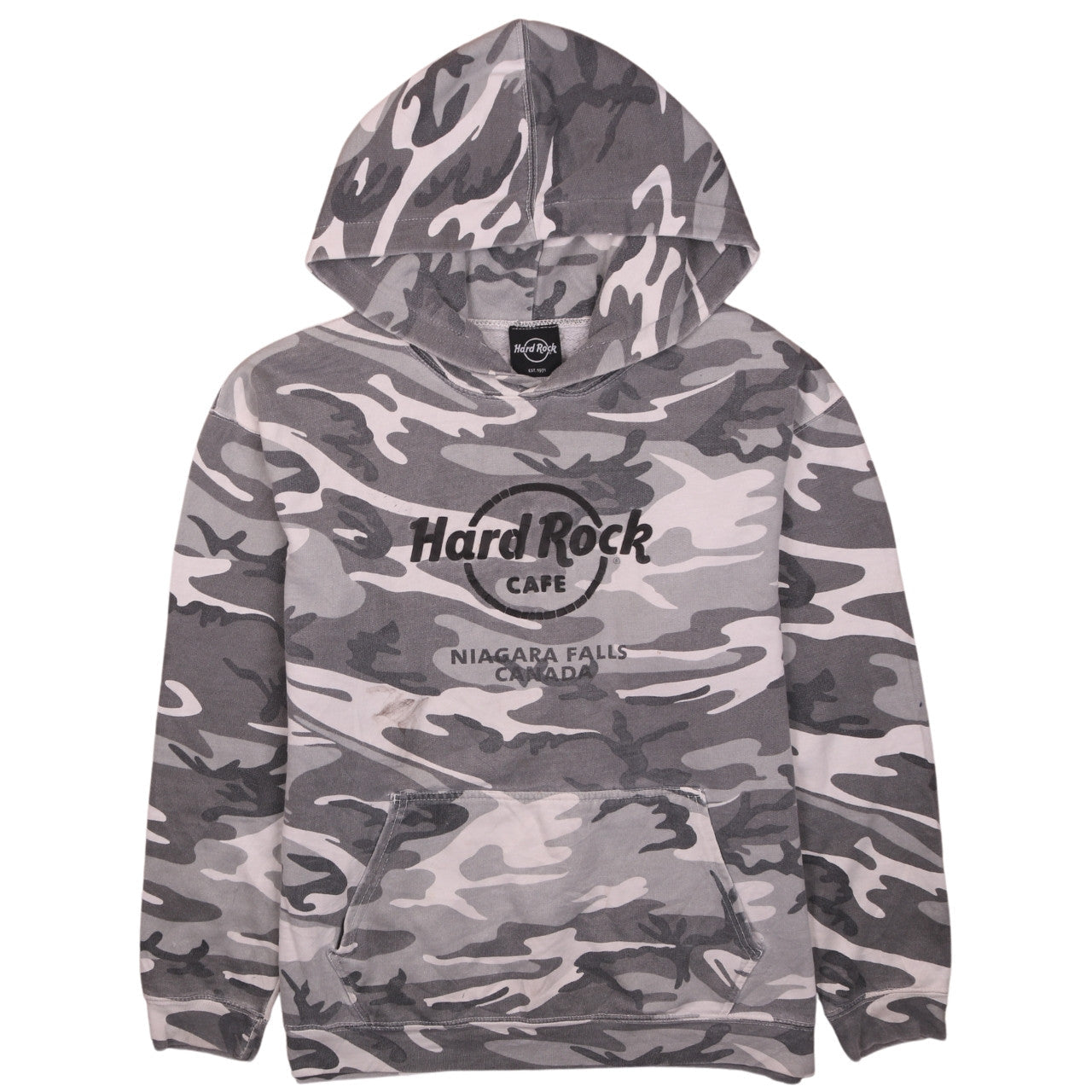 Hard Rock Men’s Grey Camouflage Pullover Hoodie M