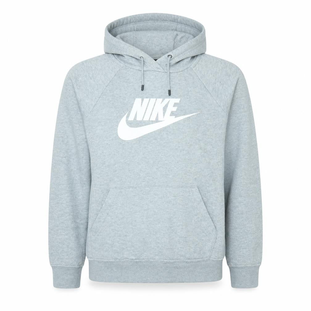 Front view of Nike Men's Grey Pullover Hoodie, size S, Fleece Sportswear