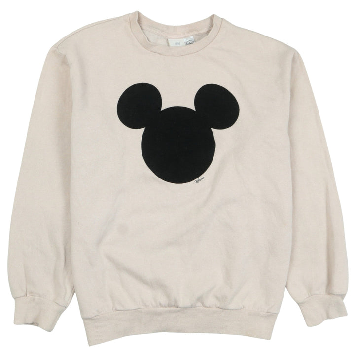 H&M L.O.G.G. Women Beige Mickey Mouse Pullover Sweatshirt S