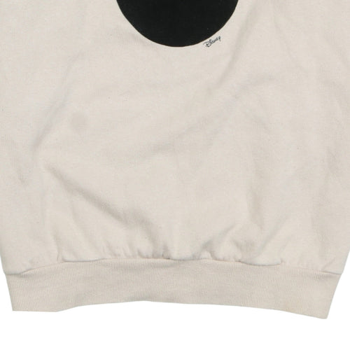 H&M L.O.G.G. Women Beige Mickey Mouse Pullover Sweatshirt S
