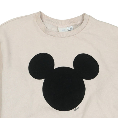H&M L.O.G.G. Women Beige Mickey Mouse Pullover Sweatshirt S