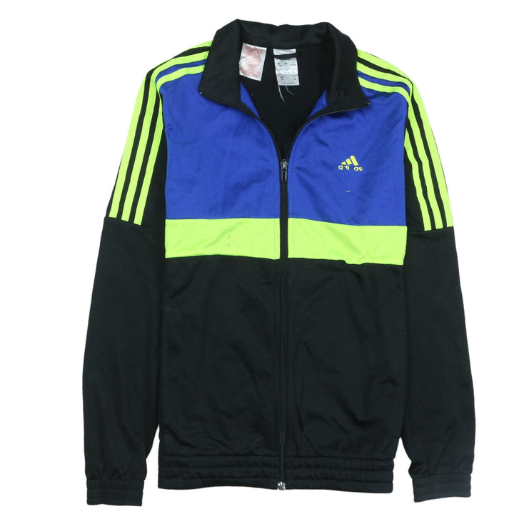 Adidas Boys Blue Black Track Jacket Size 13-14 Years Full Zip Activewear