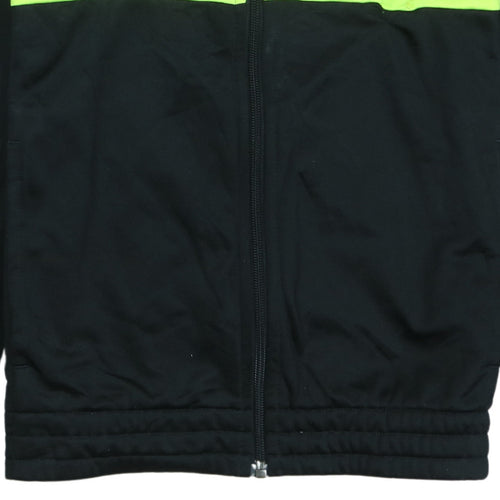 Adidas Boys Blue Black Track Jacket Size 13-14 Years Full Zip Activewear