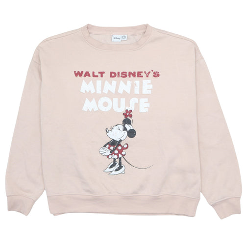 Disney Women Beige Minnie Mouse Pullover Sweatshirt Size M 12/14