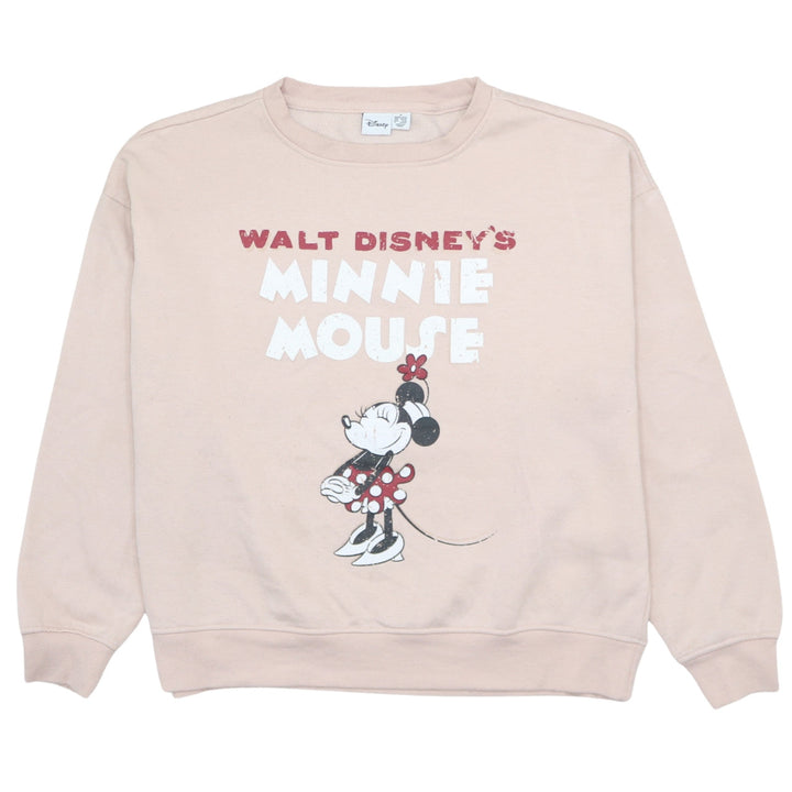 Disney Women Beige Minnie Mouse Pullover Sweatshirt Size M 12/14