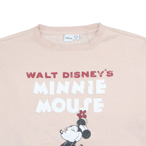 Disney Women Beige Minnie Mouse Pullover Sweatshirt Size M 12/14