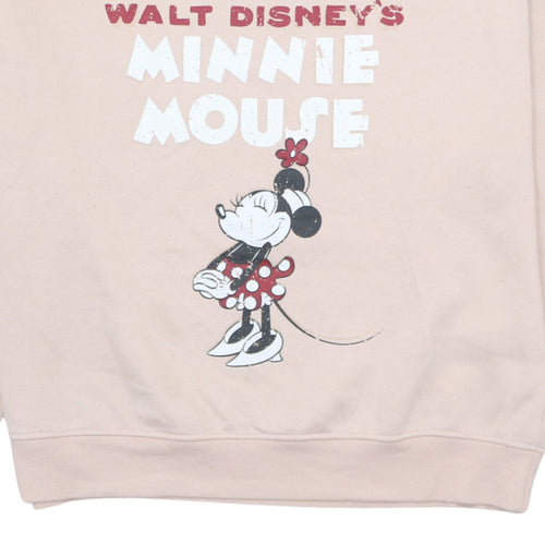 Disney Women Beige Minnie Mouse Pullover Sweatshirt Size M 12/14