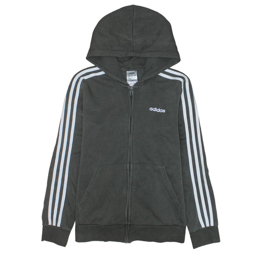 Adidas Womens Black Full Zip Hoodie UK 12-14 M Hooded Sweatshirt