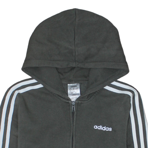 Adidas Womens Black Full Zip Hoodie UK 12-14 M Hooded Sweatshirt