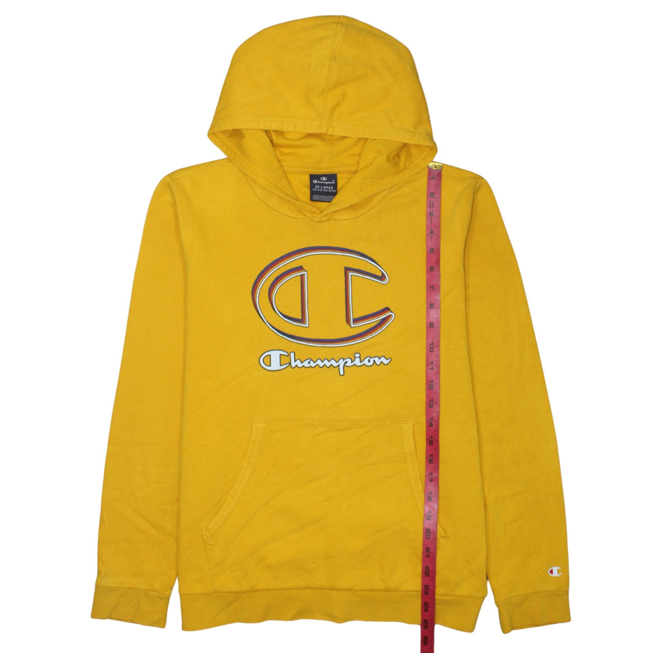 Champion Boys Yellow 2XL Pullover Hoodie with Logo Front