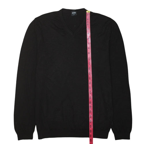 Hugo Boss Men's Black Slim Fit Wool V-Neck Jumper Size L