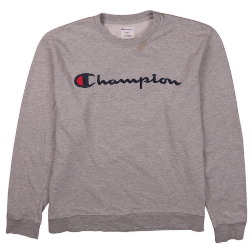 Champion Mens Grey XL Pullover Crew Neck Embroidered Sweatshirt