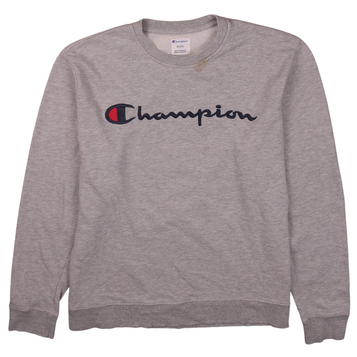 Champion Mens Grey XL Pullover Crew Neck Embroidered Sweatshirt