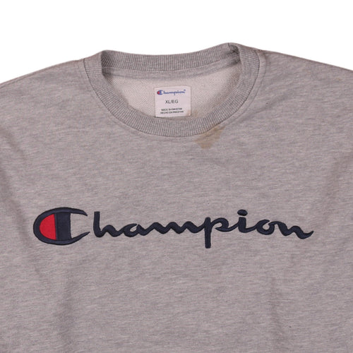 Champion Mens Grey XL Pullover Crew Neck Embroidered Sweatshirt