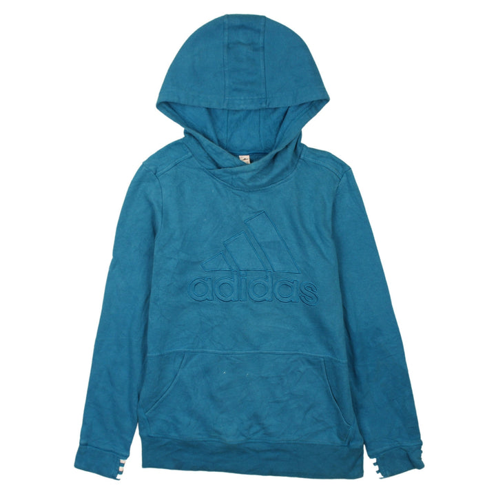 Adidas Womens Blue Pullover Hoodie Size S 8-10 Hooded Sweatshirt