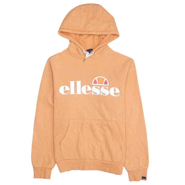 Ellesse Womens Orange Pullover Hoodie UK 10 Cotton Blend Casual