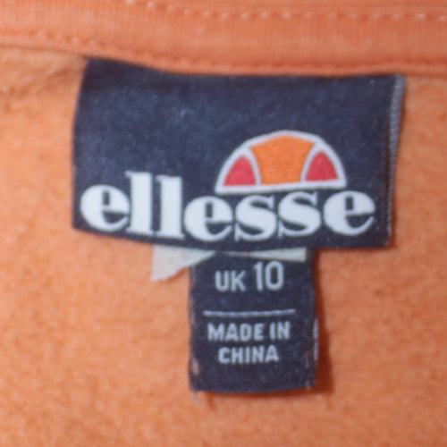 Ellesse Womens Orange Pullover Hoodie UK 10 Cotton Blend Casual