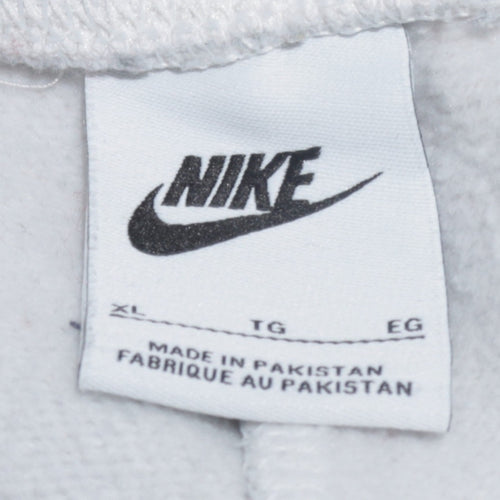 Nike Men's White XL Sweatpants Fleece Regular Fit Activewear Trousers