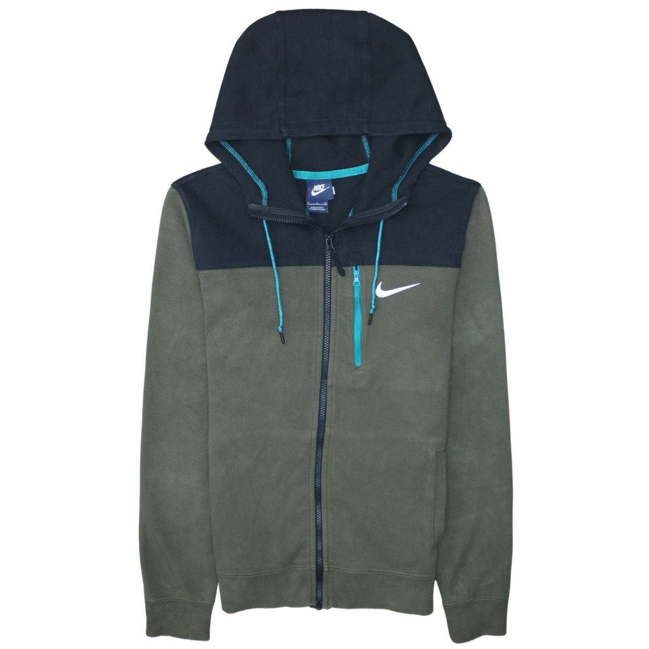 Nike Men’s Green Full Zip Hoodie Small Logo Sportswear